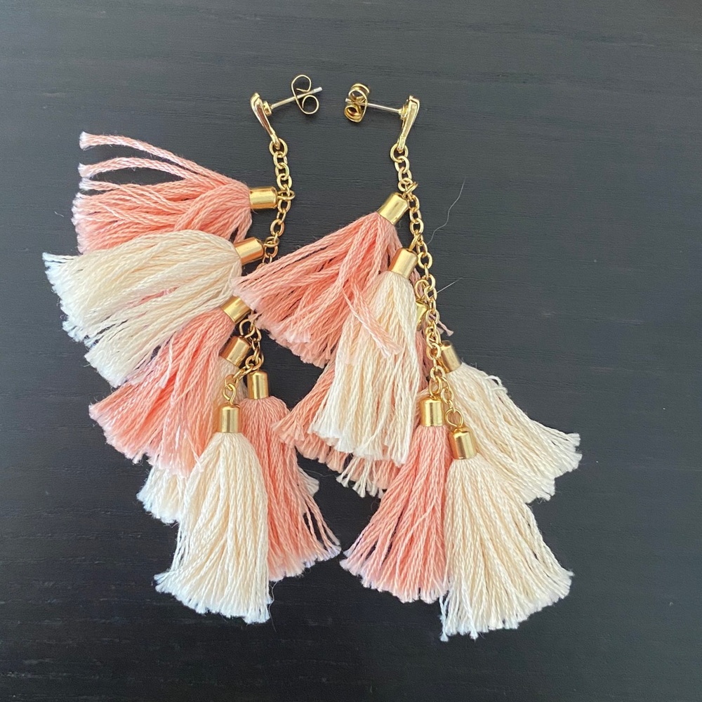 Pink tassel earrings